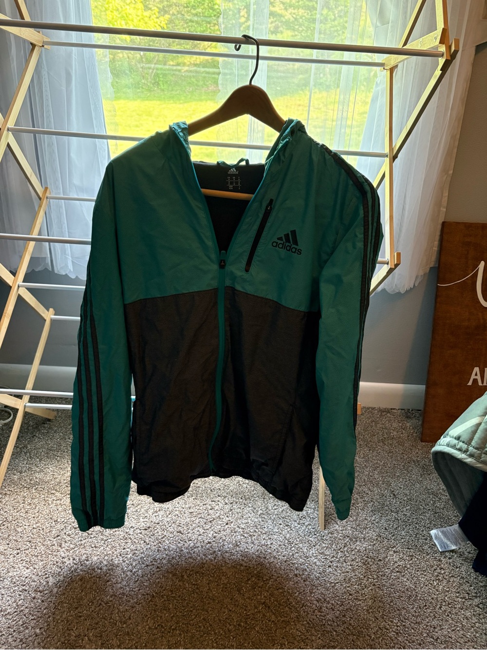 adidas Teal and Black Hooded Performance Jacket